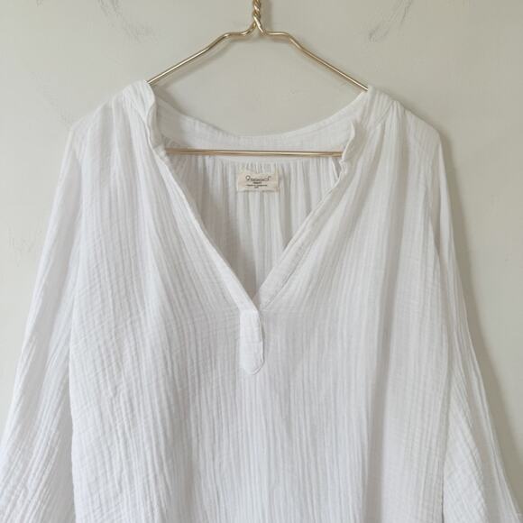 9Seed Marrakech Dashiki White Crinkle Gauze Frayed Tunic Top S - Picture 5 of 13